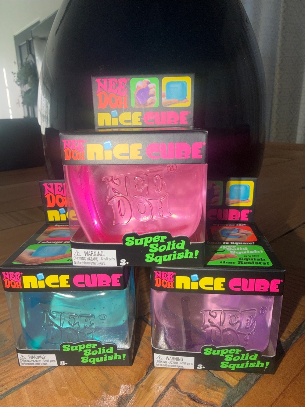 NeeDoh Nice Cube — Assorted Pink, blue, Purple Squish Cubes (Set of 3)